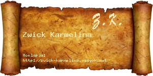 Zwick Karmelina névjegykártya